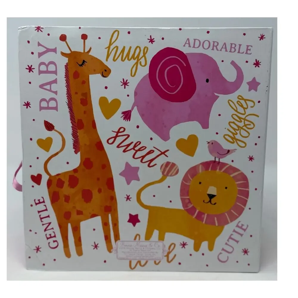Baby Girl My First Keepsake Box Orange Giraffe Pink Elephant Nine Compartments
